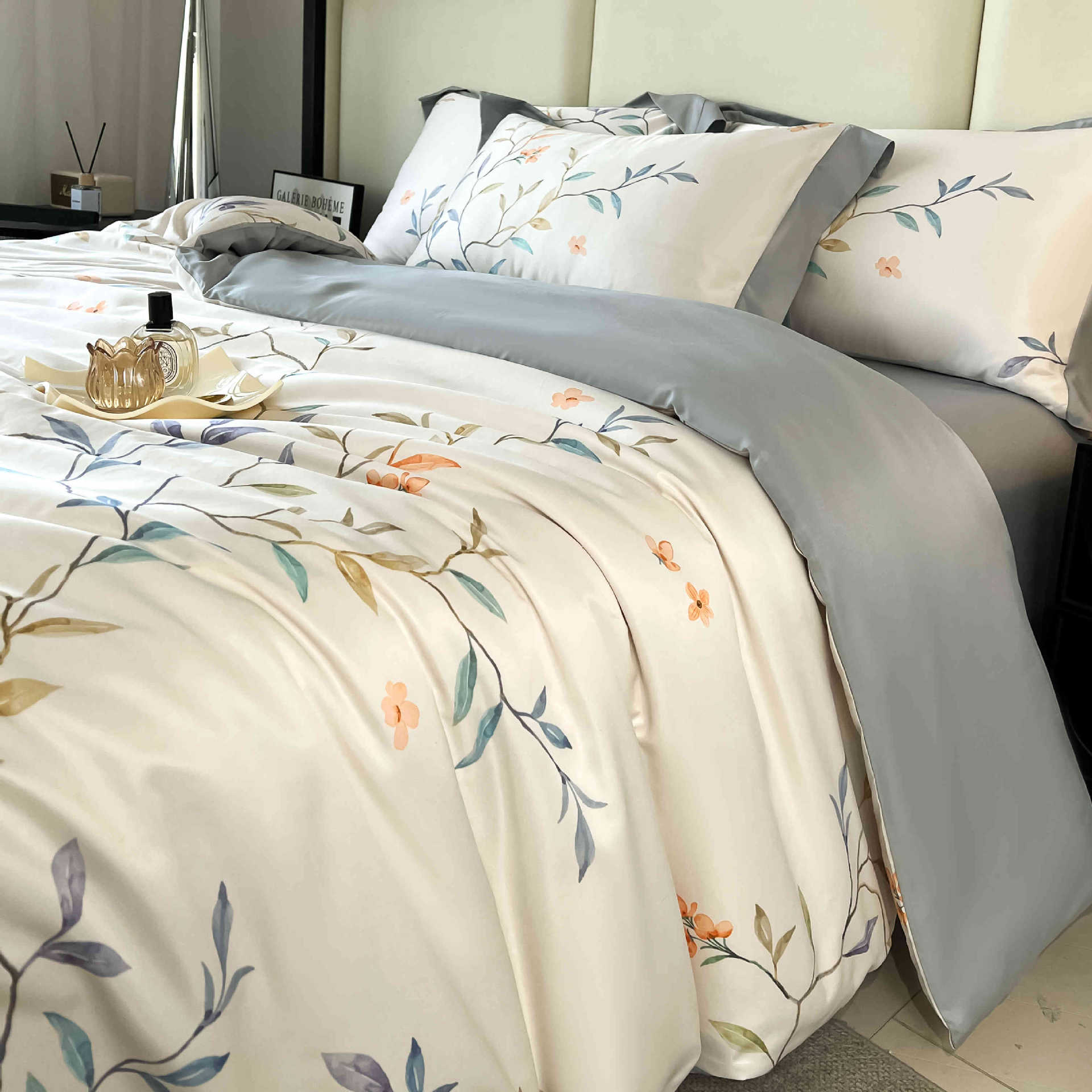 Cama de seda de hielo de verano de cuatro piezas de lujo ligero de alta gama 2025 nueva funda de edredón de sábana de tres piezas ropa de cama de seda lavada