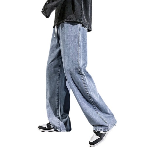 Blue jeans for men, Instagram trendy brand, spring and autumn retro washed straight-leg loose wide-leg pants for men, casual long pants
