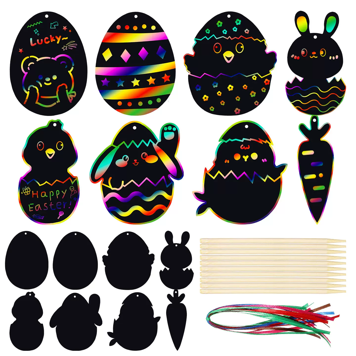 跨境复活节刮画纸手工DIY书签艺术刮刮画儿童刮卡小学生手工画纸