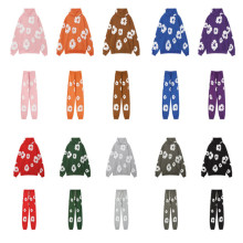 潮牌D T侃爷发泡木棉花高街宽松毛圈纯棉连帽卫衣男情侣套装