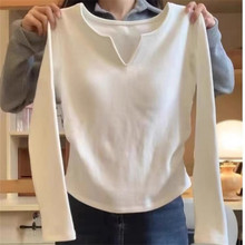 v领打底衫女秋冬2025新款小香风内搭保暖长袖上衣纯色针织衫批发