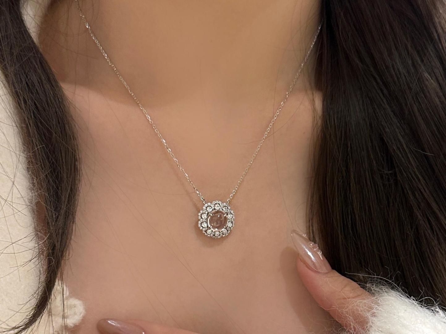 Collier en argent pur pour tout le corps avec chaîne de clavicule en jade et mousse d'eau, bijoux Xiancan, nouveauté, luxe léger, vent frais_voghion.com