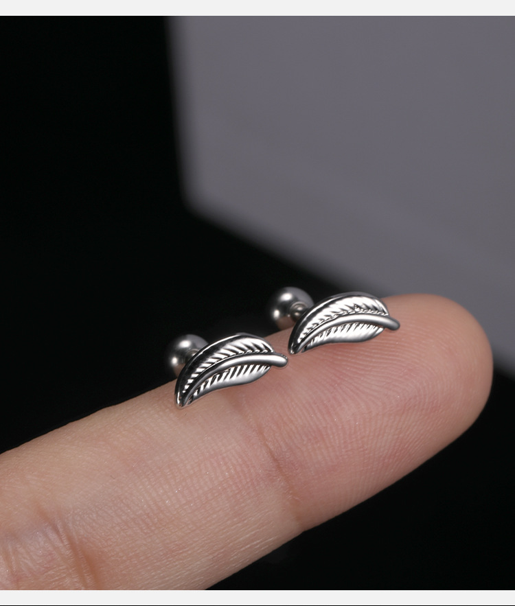 Korean New Design Titanium Steel Earrings Micro Diamond Love Bone Earrings for Cartilage detail image 9
