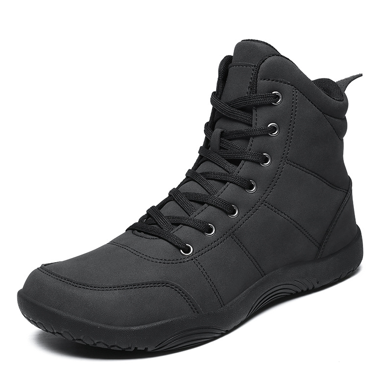 Cross-border Large Size 48 Leather High-top Outdoor Casual Shoes Couples, Toe, Suitable For Wide Feet, Hiking Shoes,_vogvips.com