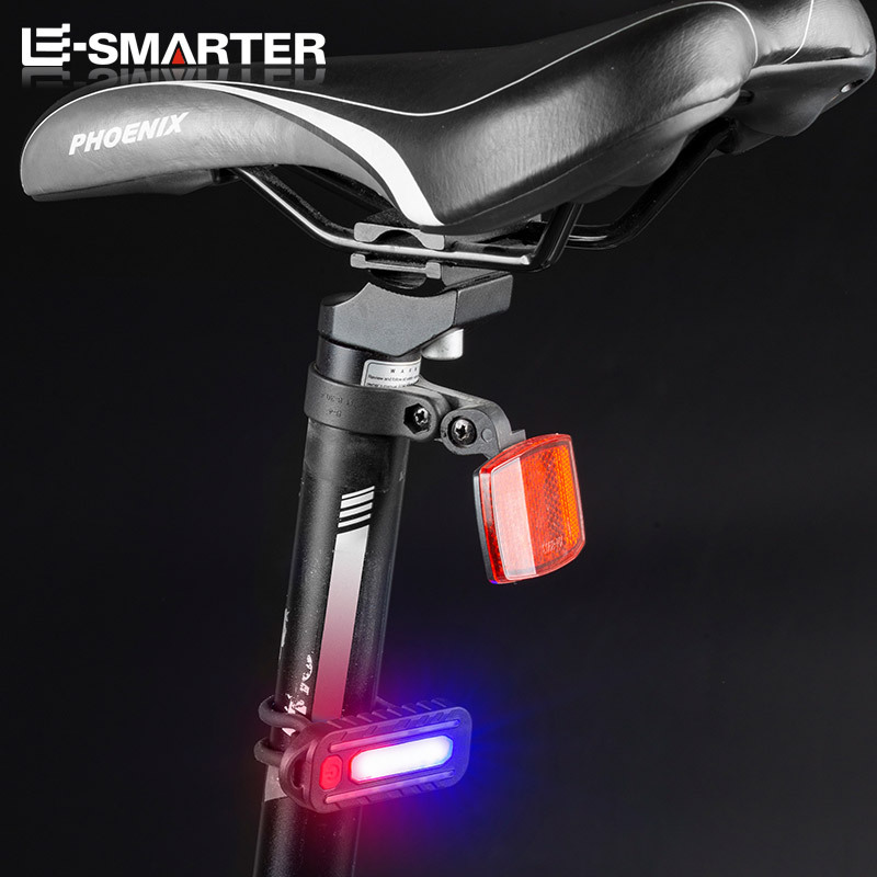 Luz de advertencia de seguridad portátil recargable con clip de pluma Luz trasera láser de bicicleta de montaña