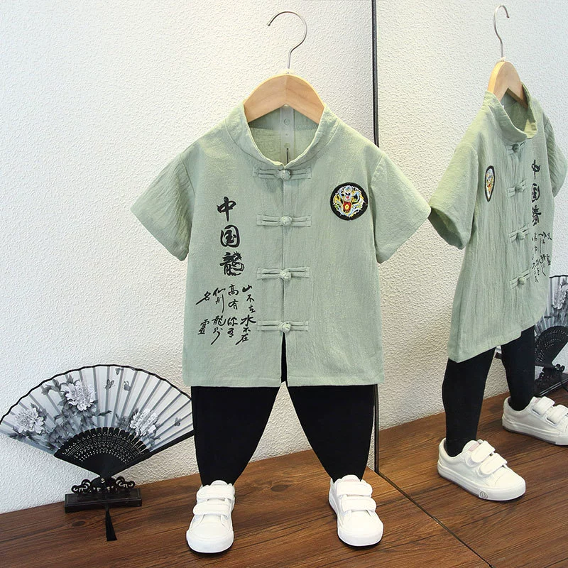 Hanfu, helmet, thin retro children's set