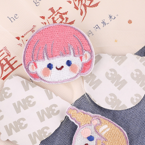 Computer embroidered logo cartoon cute girl avatar badge stickers clothing accessories diy self-adhesive embroidery cloth stickers