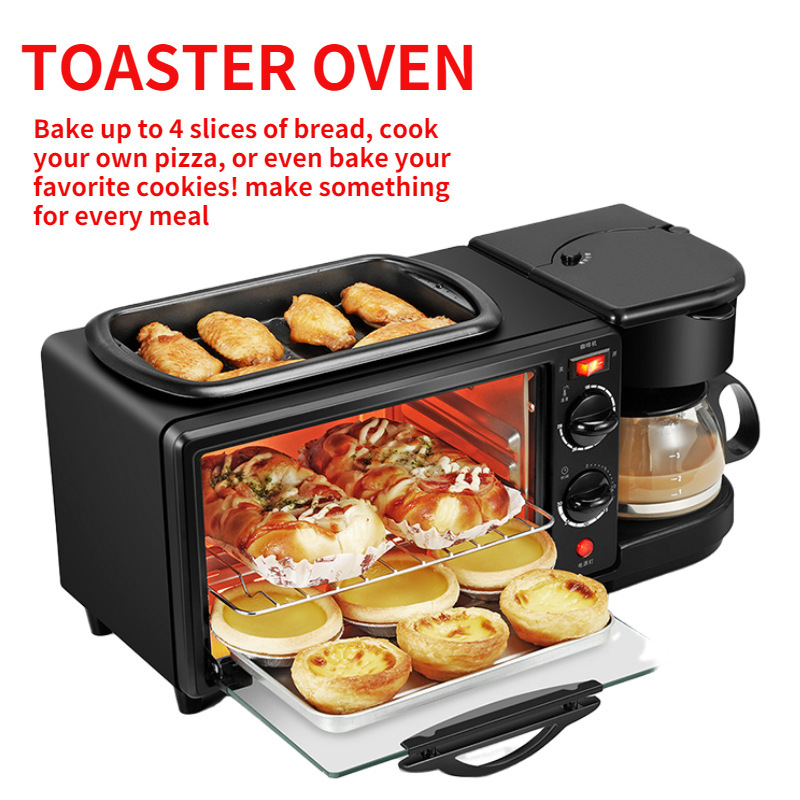 3En1 Maker de desayuno exportación multifuncional doméstico comercio exterior inglés 3 en 1 máquina de desayuno horno