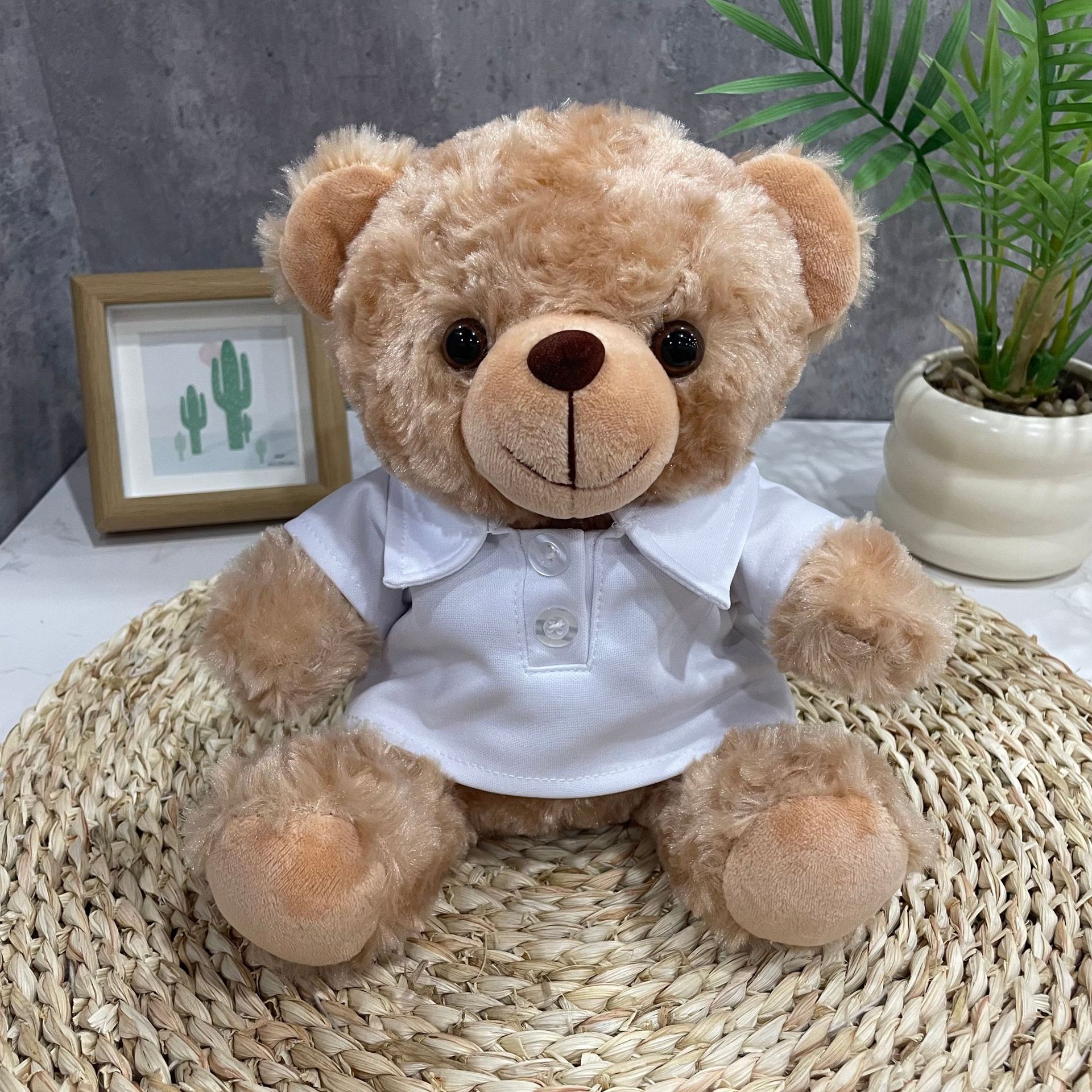Teddy Bear se puede imprimir LOGO evento de vacaciones muñeca regalo para el hogar adornos de escritorio abrazar juguetes de peluche