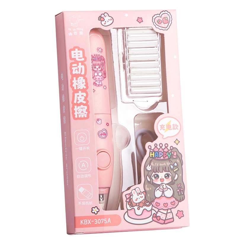 Estudiante creativo Borrador de dibujos animados sin fisuras sin chip eléctrico lápiz de papelería para niños de alto aspecto recarga reemplazable especial