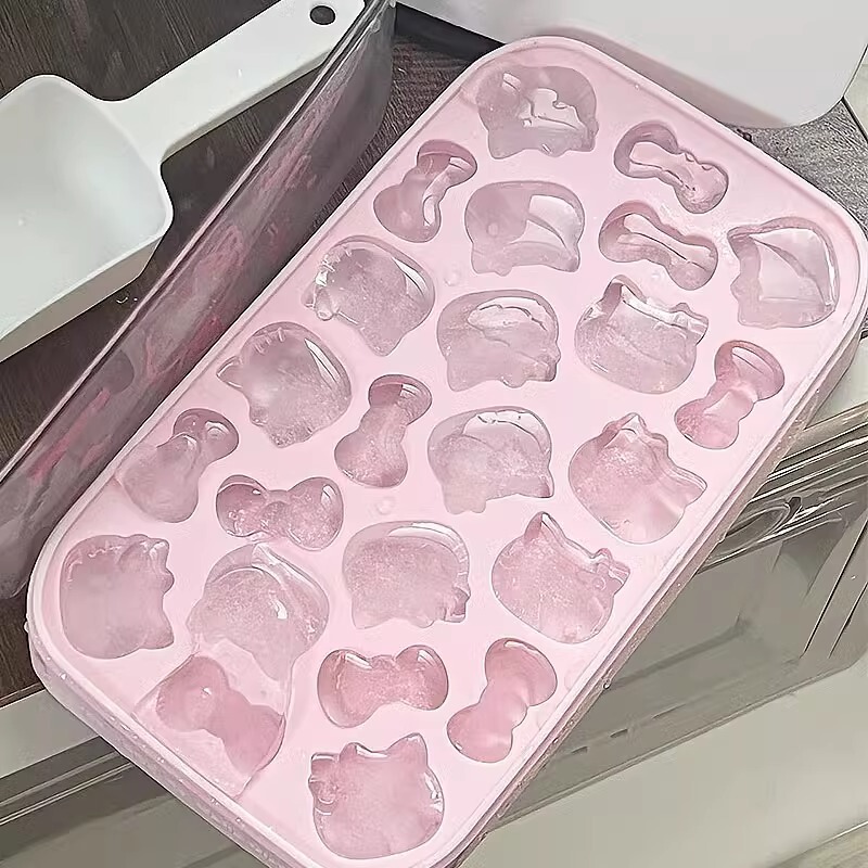 家庭用かわいい漫画製氷皿自家製アイスキューブアーティファクトソフトシリコーン食品グレードかわいい子猫製氷皿型|undefined