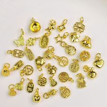 18K包金吊坠招财纳福 莲蓬 福字 兔子手链小挂件 diy手串隔珠配饰