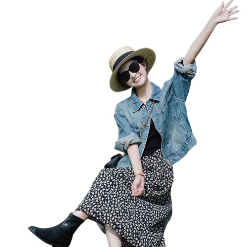 Women's Jeans Jacket 2025 Trendy Spring Retro Medium Length with Skirt French Unique Lazy Style