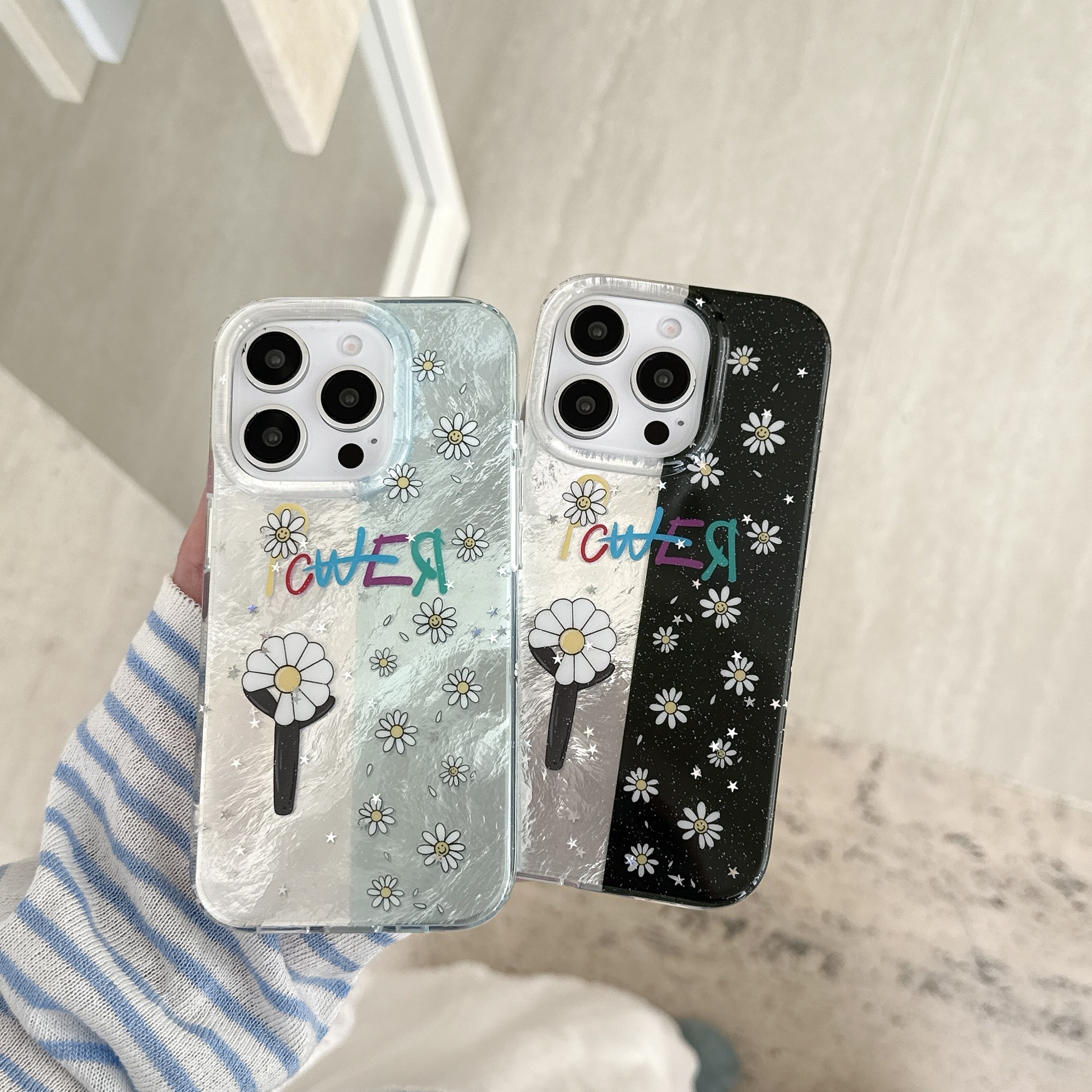 Costuras coreanas c flores para Apple 16ProMax funda para teléfono móvil 15Pro nicho 14/13 pareja 16