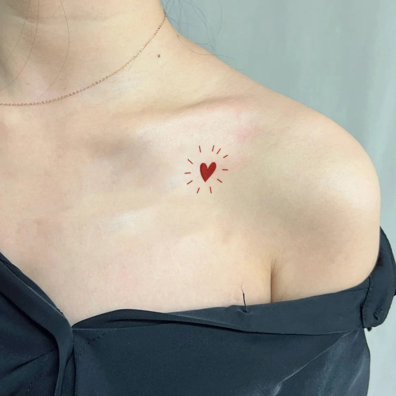 Mini Heart-Shaped Luminous Tattoo Stickers, Wine Red, Fresh and Simple, Long-Lasting Waterproof, High-End Clavicle Stickers Mini Heart-Shaped Luminous Tattoo Stickers, Wine Red, Fresh and Simple, Long-Lasting Waterproof, High-End Clavicle Stickers