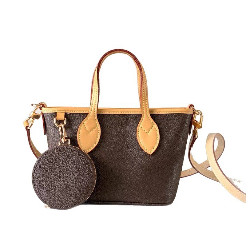 原标带LOGO芯片版 L neverfull bb购物袋 V 真皮单肩斜挎手提女包|undefined