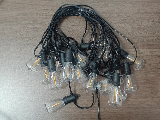 Guirnalda de luces LED con portalámparas E27 a prueba de agua, para exteriores, balcones, jardines, luces colgantes coloridas, iluminación para camping, decoración, cable con núcleo de cobre