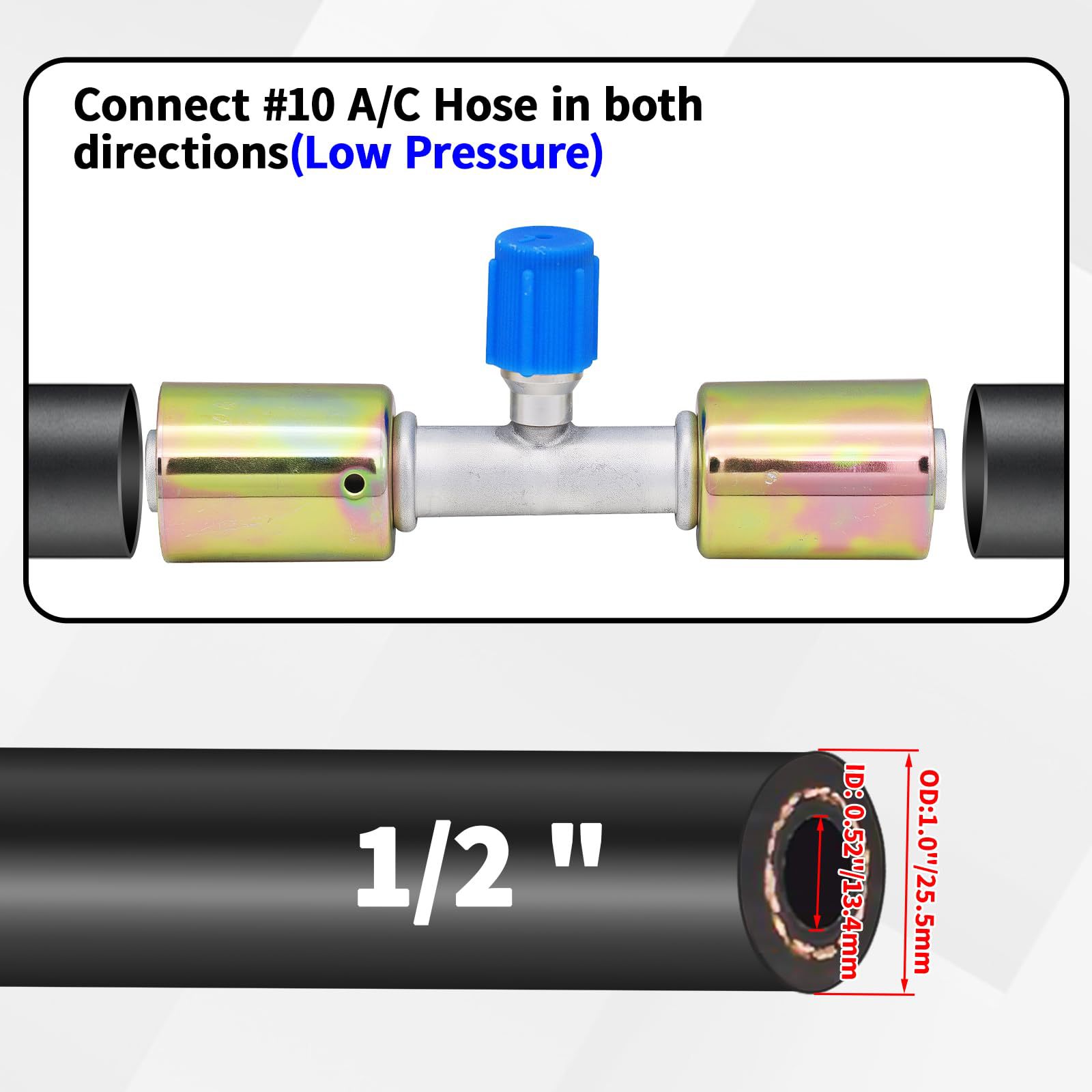 Car air conditioning connector # 8 # 10 180 ° Straight air conditioning valve high and low pressure air conditioning hose adapter R134a