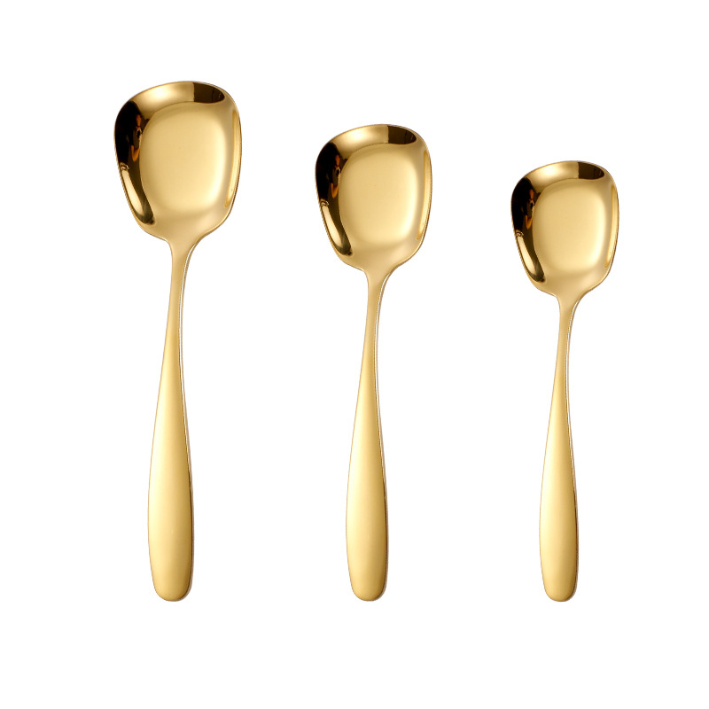 304 de acero inoxidable espesado vajilla cuchara de fondo plano arroz cuchara espesa cuchara cuadrada creativa cuchara de helado