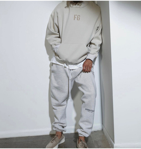 [Higher version] FCAR OF GOD ESSENTIALS reflective letter trousers plus velvet trendy brand leggings sweatpants