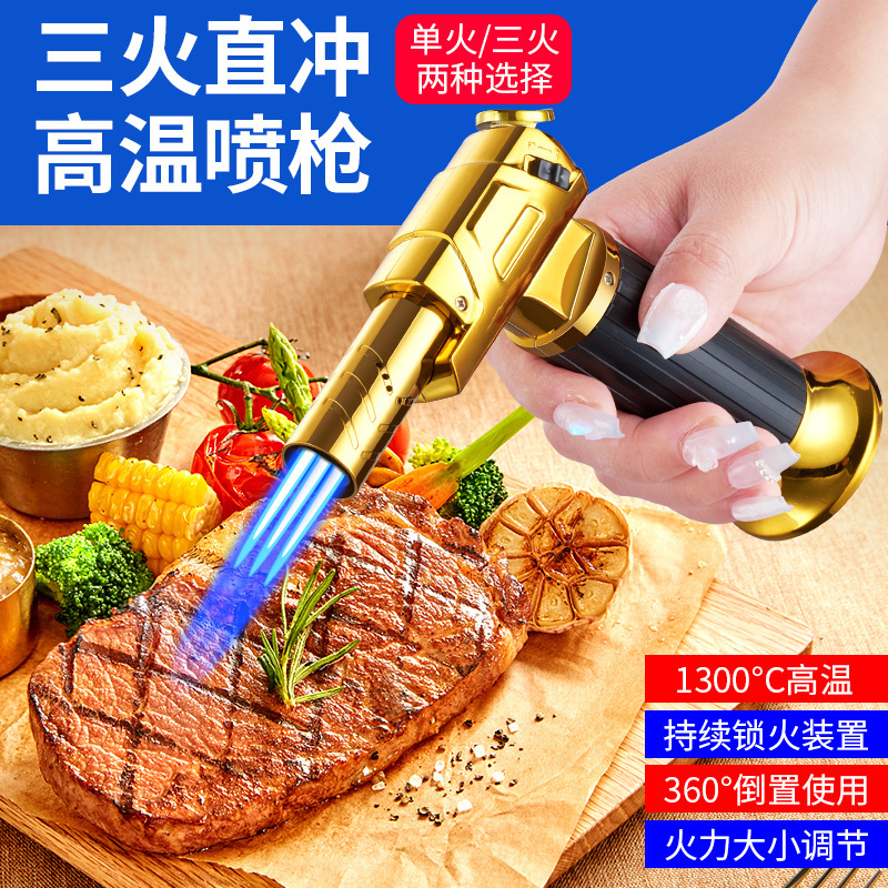 FQ901 ポータブルブルーフレームストレートライター BBQ バーベキュー灸ポイント炭ハードウェア溶接シガースプレーガンイグナイター|undefined