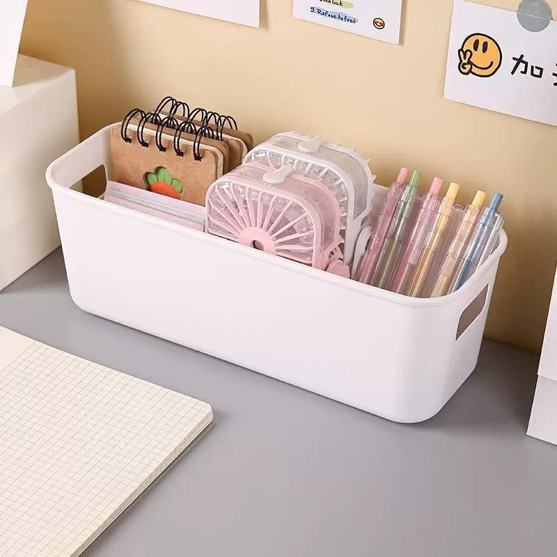 Table Storage Box, Plastic Desk Organizer, Rectangular 25.5×9×9 cm, Multi-Purpose