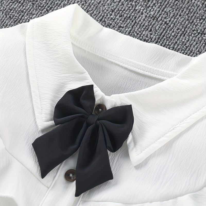 Camisas de niñas 2024 primavera comercio exterior nuevo estilo camisa de arco de ropa de estilo extranjero traje de niños camisa blanca base
