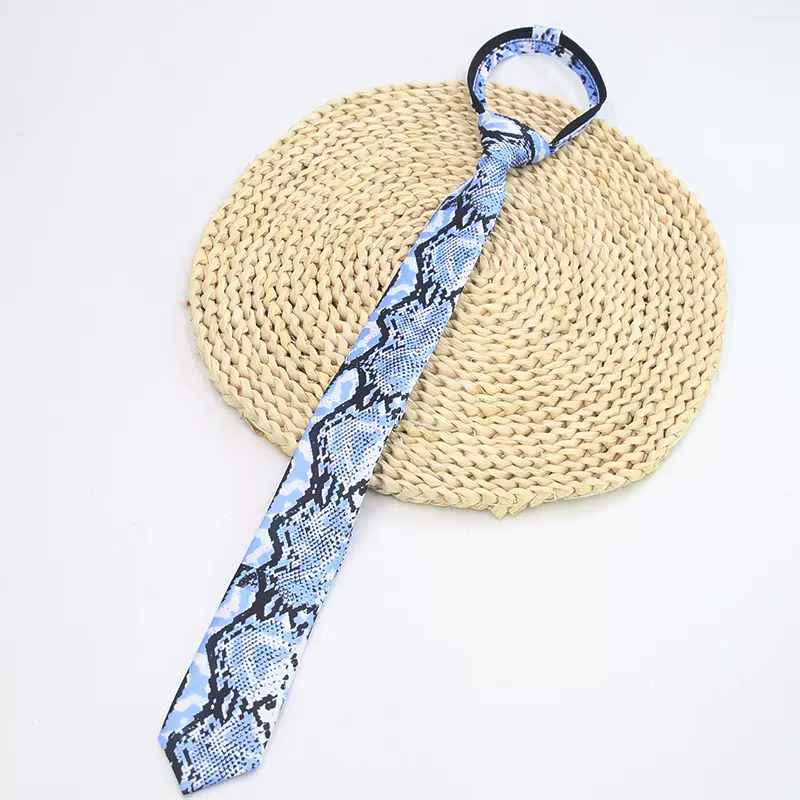 蛇年限定印花像素蛇纹领带 拉链免打结领带