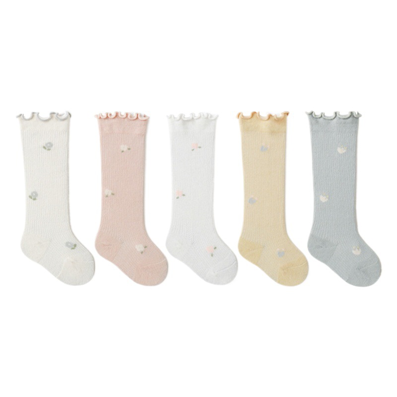 Bebé anti-mosquito calcetines de verano malla delgada tubo alto boca suelta deshuesado bebé recién nacido calcetines Medias de encaje de las niñas