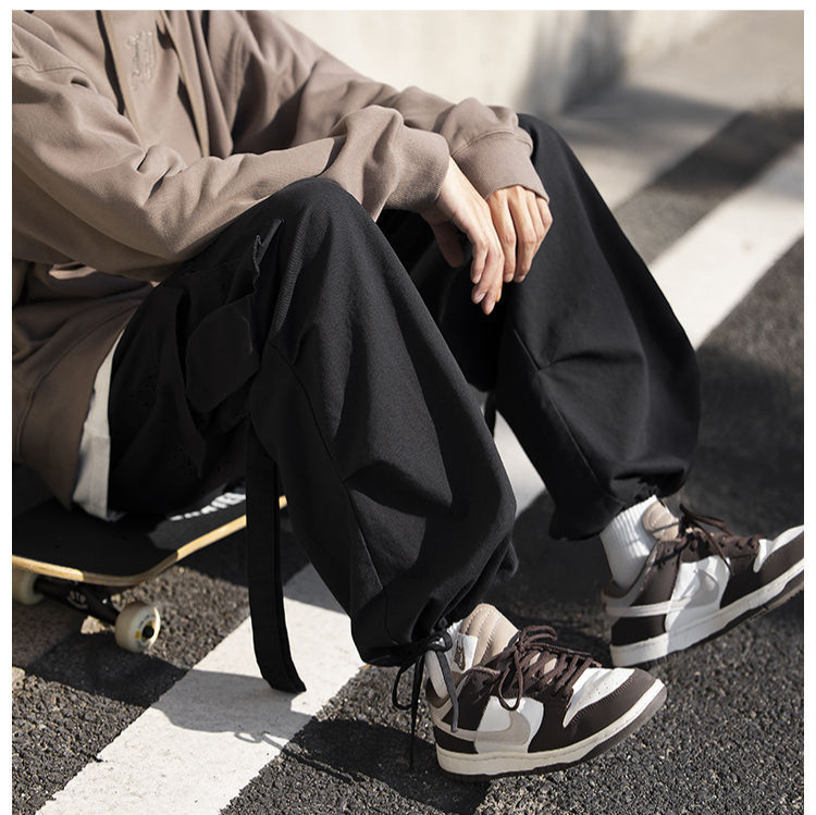 Extra Large Size 150kg Cargo Pants Men's Spring & Fall Japanese Cityboy American High Street Loose Leg-Tie Casual Pants