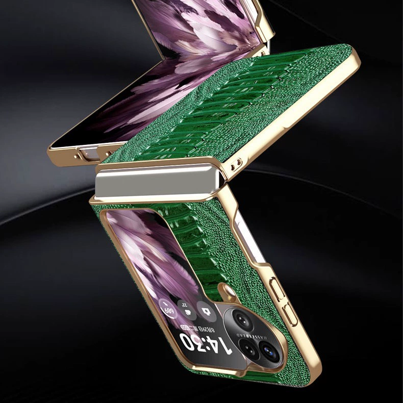 Чехол для OPPO Find N3 Flip, электропокрытие, натуральная кожа, деловой чехол для телефона, для Find N2 Flip, простой противоударный чехол