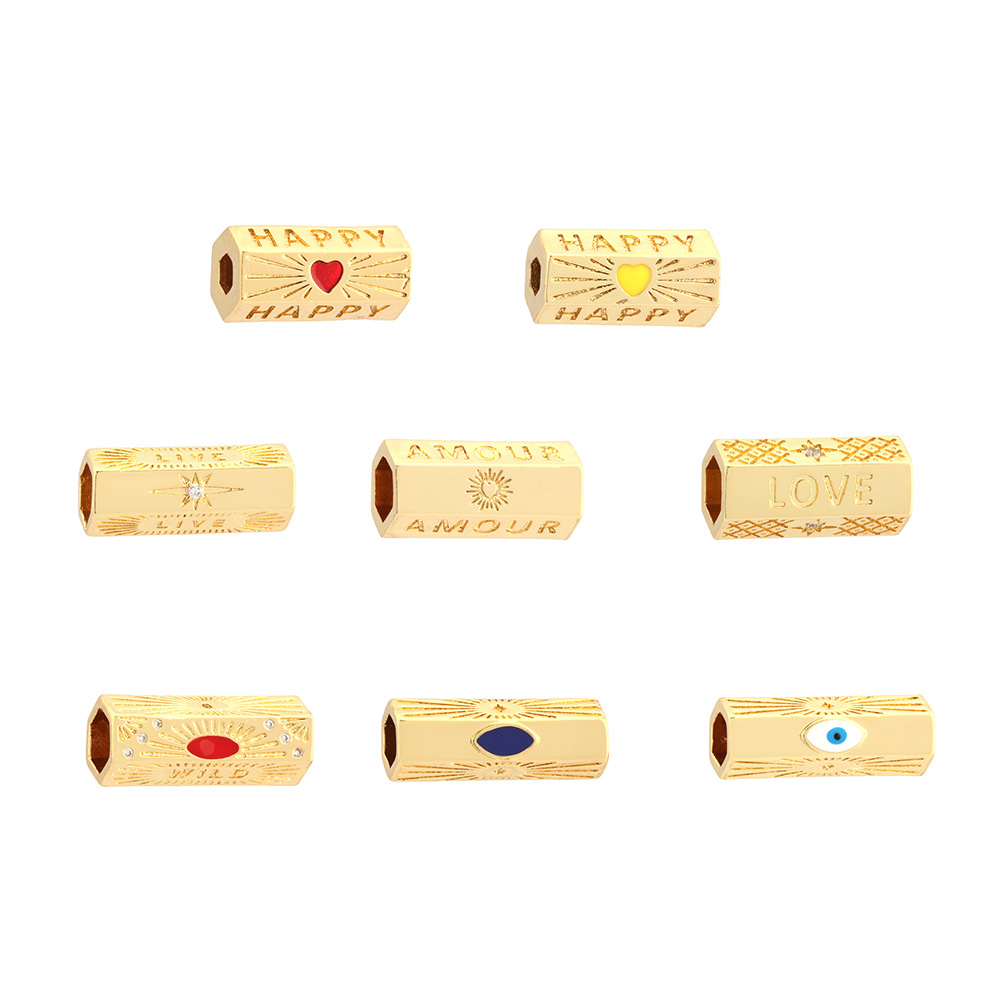 Enamel, Inlay Design 1 Piece 20 * 9mm 22 * 8mm Hole 4~4.9mm Hole 6~9.9mm Copper Zircon Gold Plated Devil's Eye Heart Shape Polished DIY Jewelry Accessories Beads