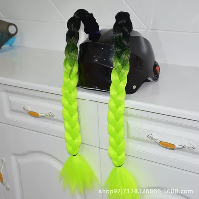 Helmet with Dreadlocks, Motosiklet dəbilqələri - a-pair-of-black-yellow-and-green-braids