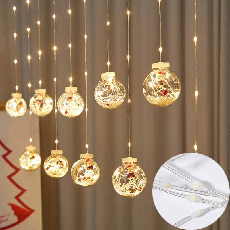 LED curtain string lights, 110 LEDs, 3 m, 8 modes, warm or colored, 110/220V plug options