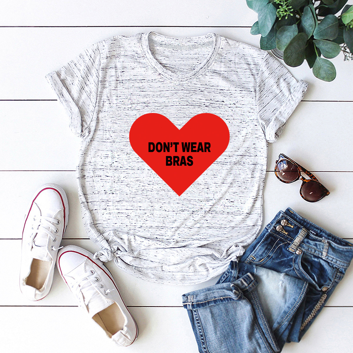 popular love heart printed cotton t-shirt NSSN40350