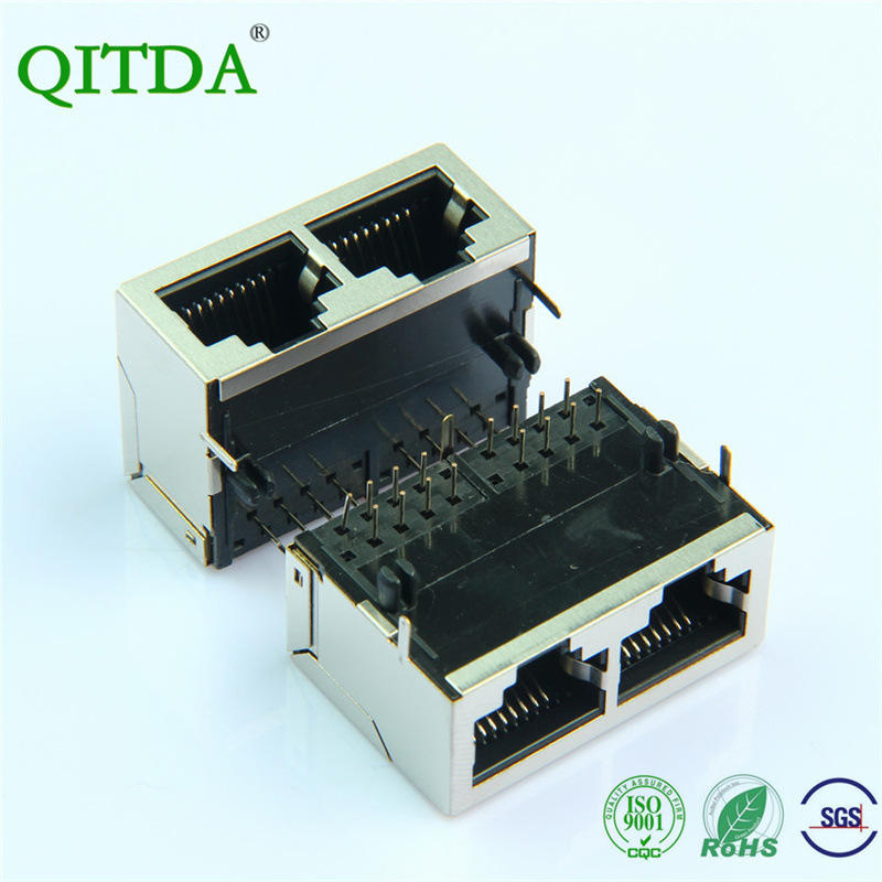 RJ45 Mesh Port Female Seat Dual Port Network Cable Interface Connector No Lamp with Shielding 8P8C Crystal Head Seat RJ45 Mesh Port Female Seat Dual Port Network Cable Interface Connector No Lamp with Shielding 8P8C Crystal Head Seat