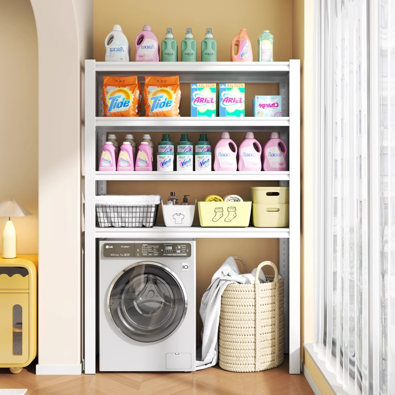 Estante de lavadora, tapa abatible de tambor, estante de inodoro grueso, balcón, baño, suministros de baño, armario de almacenamiento