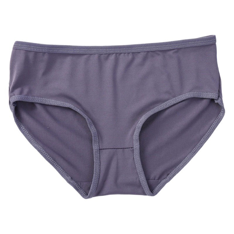 Производители трансграничной электронной коммерции оптом Женские молочные шелковые трусы, Однотонные эластичные сексуальные трусы со средней талией для девочек