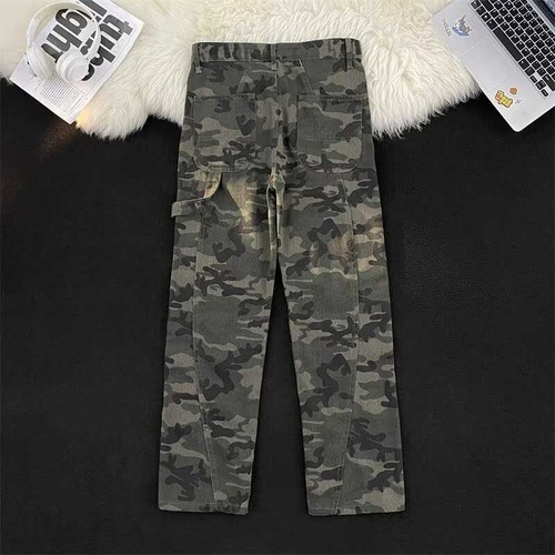 Camouflage Workwear Denim Jeans for Men - Summer New Arrival American High Street Retro Pants - Loose Straight Leg Wide Leg Long Pants