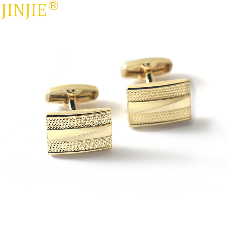 Spot high quality rectangular plating gold silver cufflinks foreign trade hot men's French cufflinks wholesale