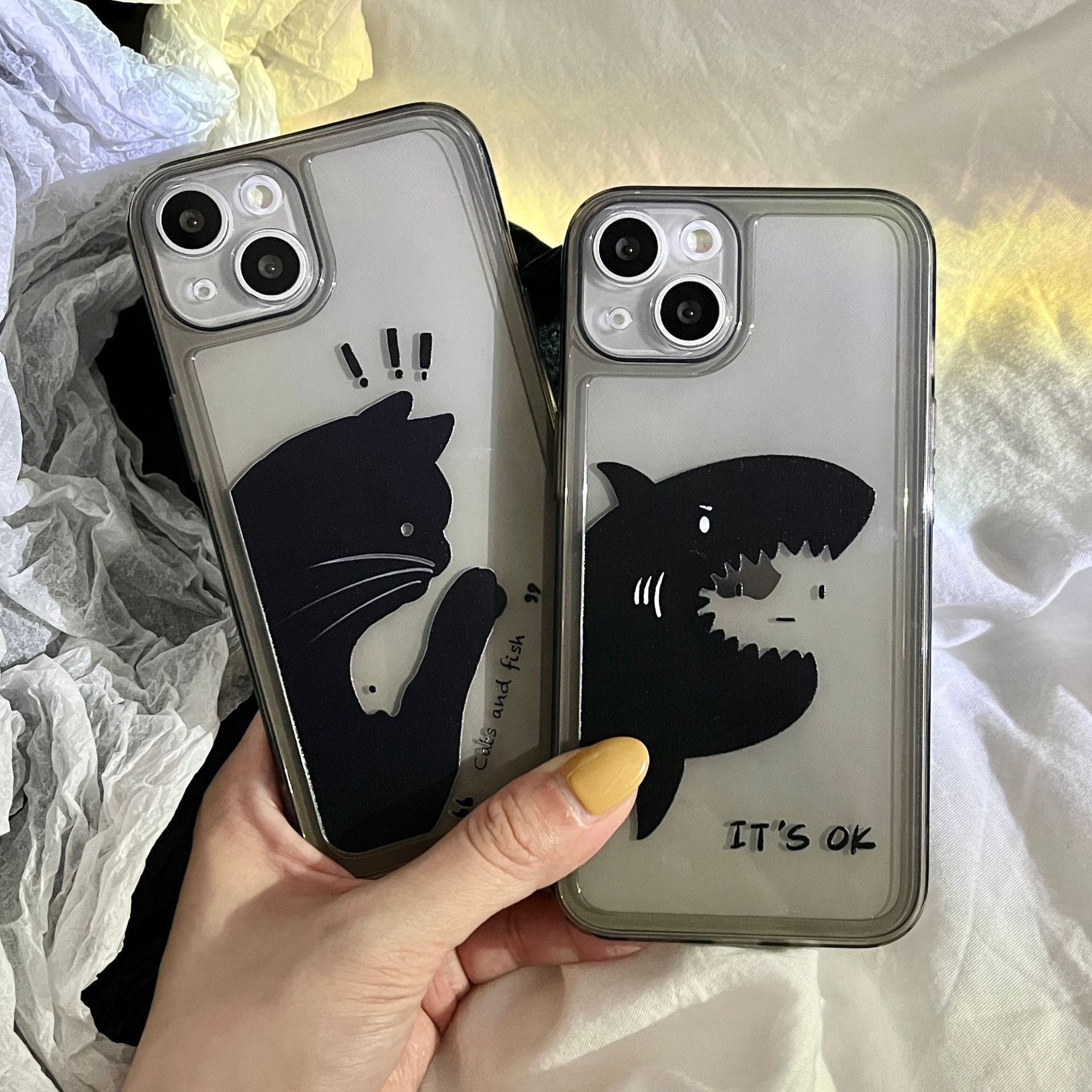 Creative Cat and Fish 13pro Mobile phone shell apply iphone12promax Apple phone shell 13 men and women