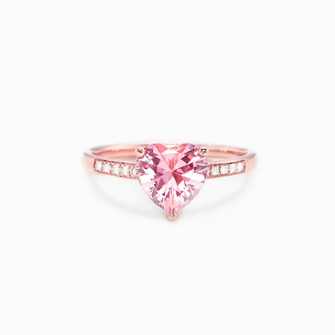 Plating, Inlay Design 925 Sterling Silver Zircon Heart Shape Rings