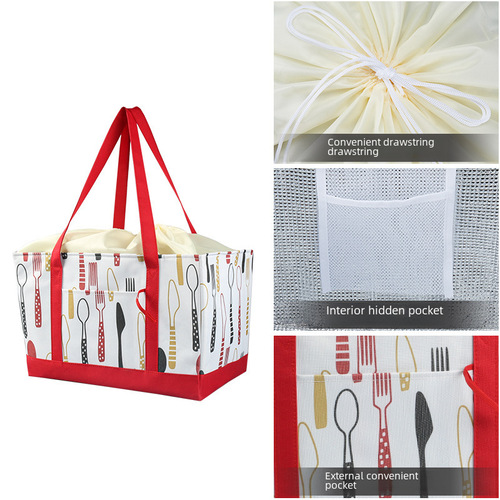 New Foldable Supermarket Shopping Insulated Bag with Large Capacity Aluminum Film Insulated and Cold Preservation Bag BBQ Convenient Handheld Picnic Bag