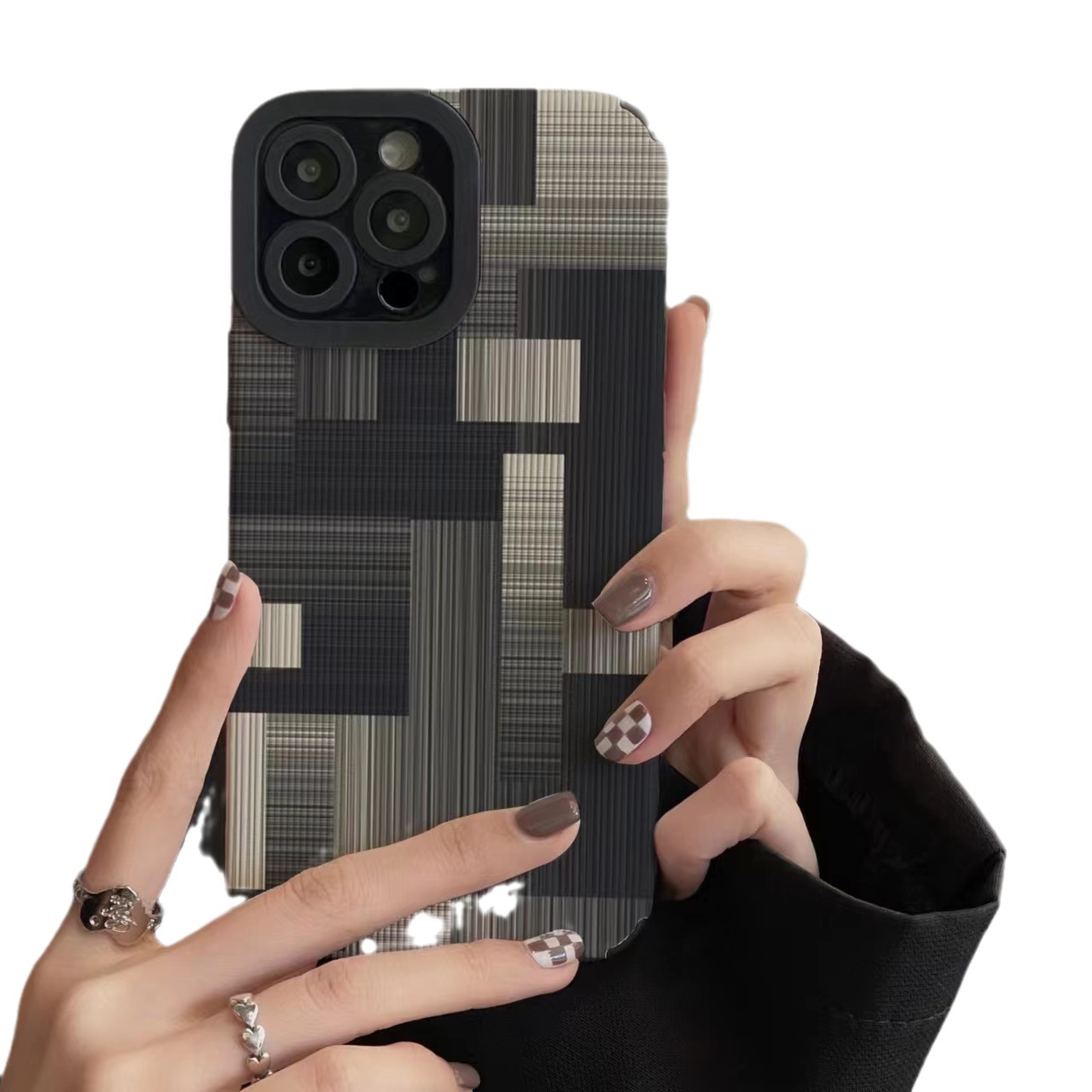 Suitable for Samsung A73 phone splicing plaid lambskin A10s A33 protective case_voghion.com