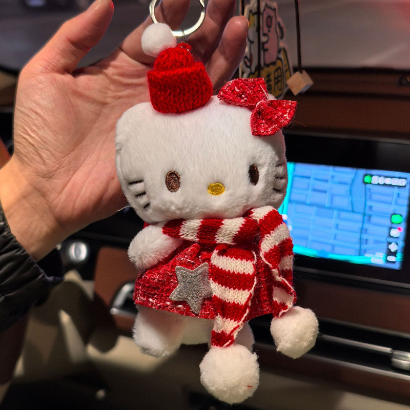 黑色草帽kitty帽宝宝挂件爱心扣公仔玩偶可爱赫本风挂饰钥匙扣|undefined