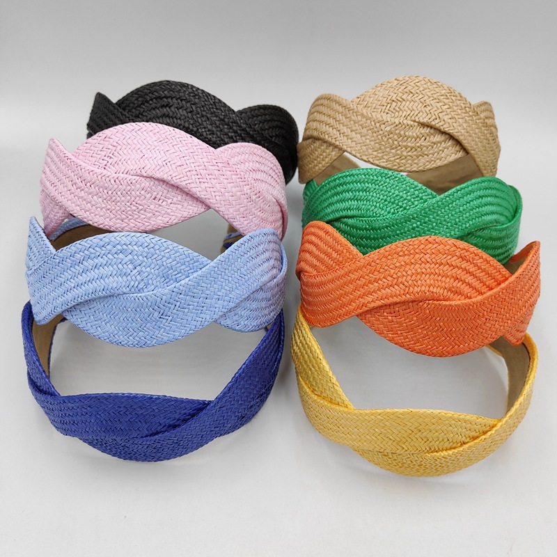 Women'S Gender Retro Simple Style Solid Color Cloth Handmade Knitting Hair Band