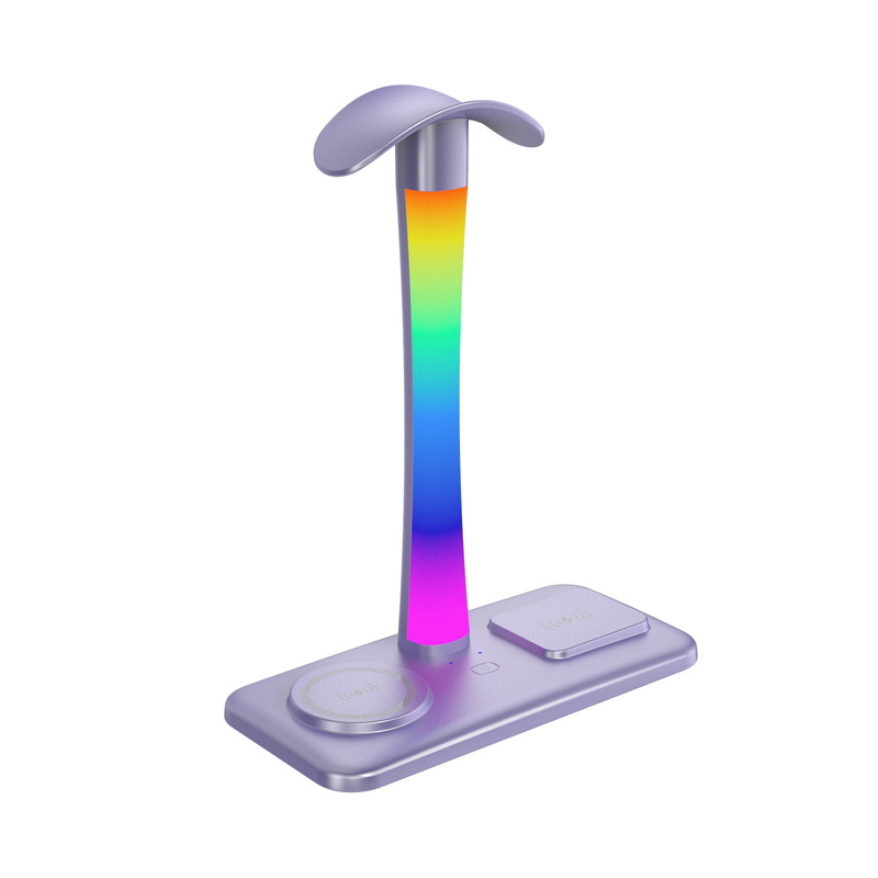 Cross-Border New Product Rgb Ambient Light Multi- Rhythm Mode Computer Desktop Gaming Headphone Stand Headset Stand