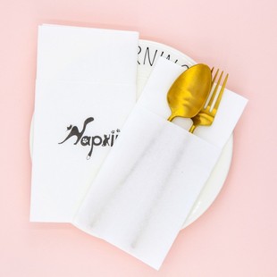 Manufacturer Supplies Customized European and American Dust-Free Paper Cutlery Bags with Printed Logo Hotel Western Restaurant Placemats Dust-Free Paper Cutlery Bags