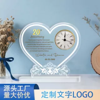 跨境创意定制时钟情侣纪念礼物temu个性化浪漫卧室氛围摆台周年日