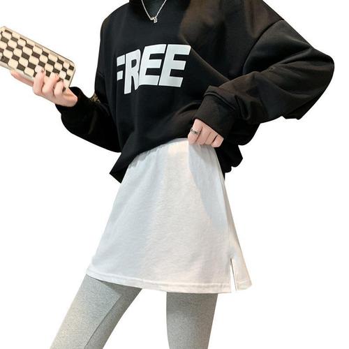 Thick padded small buttock curtain sweatshirt base layer for autumn and winter, two-piece false bottom hem covering buttocks